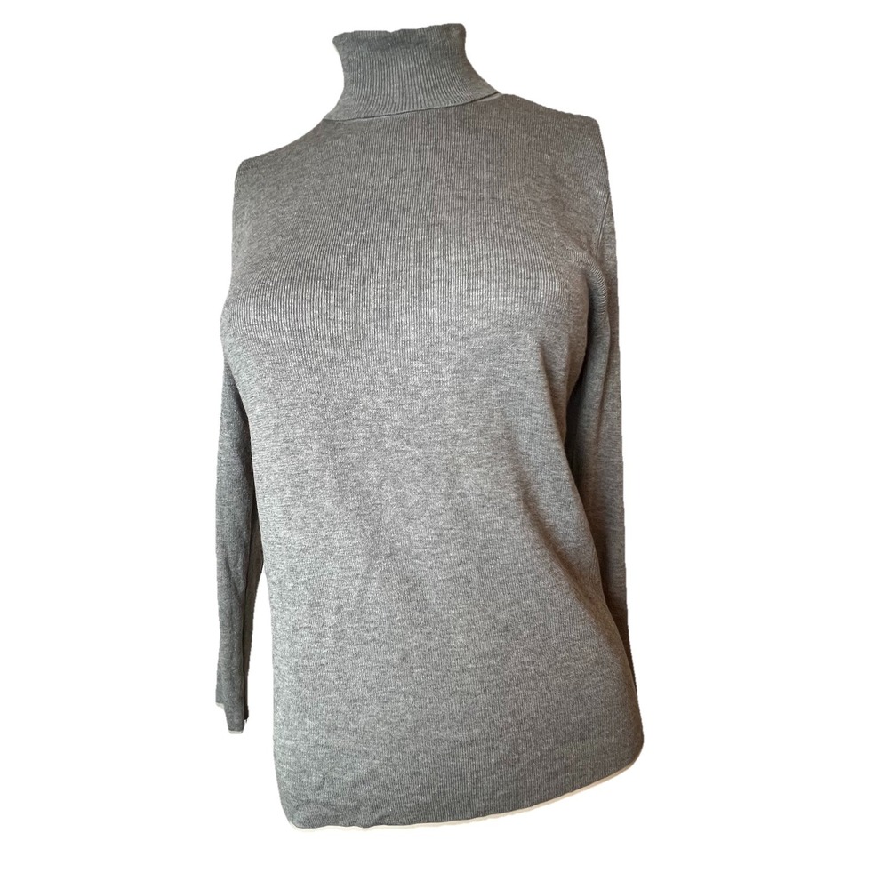 CHICO'S TURTLENECK SWEATER SIZE 1 (Med 8) GRAY Long Sleeve Women's‎